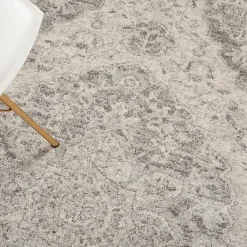 Kirklands Home Ivory and Gray Oushak Medallion Area Rug, 6x9 Clearance
