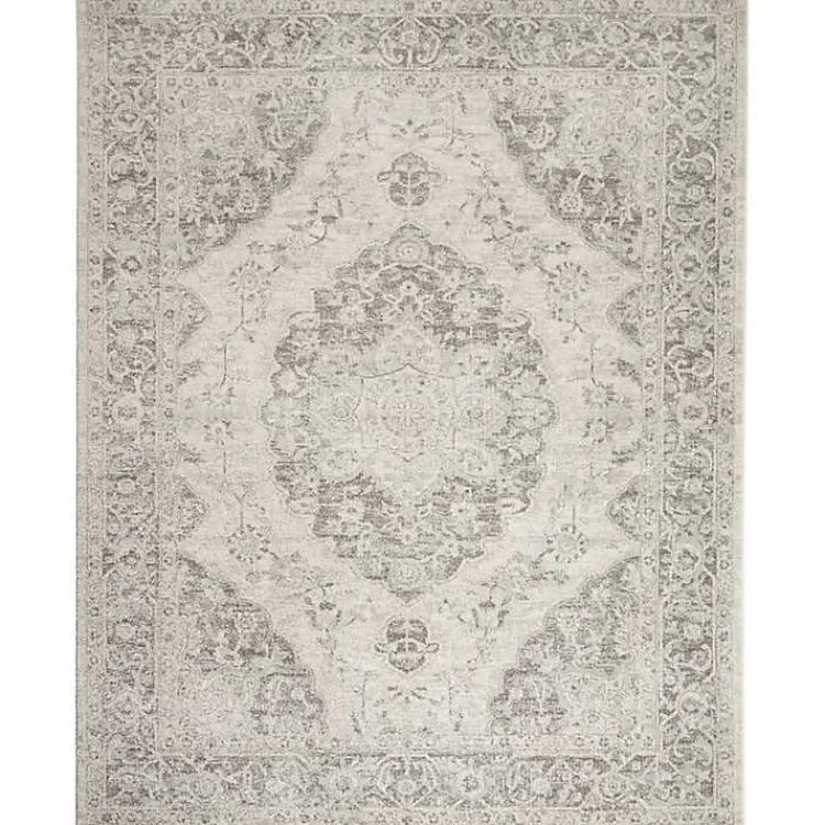 Kirklands Home Ivory and Gray Oushak Medallion Area Rug, 8x10 New