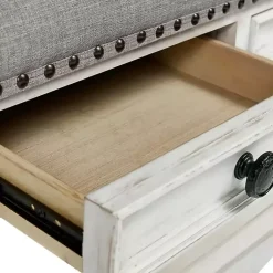 Kirklands Home Ivory and Gray Upholstered Square Coffee Table Best