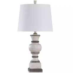 Kirklands Home Ivory and Gray Wood Grain Table Lamp New