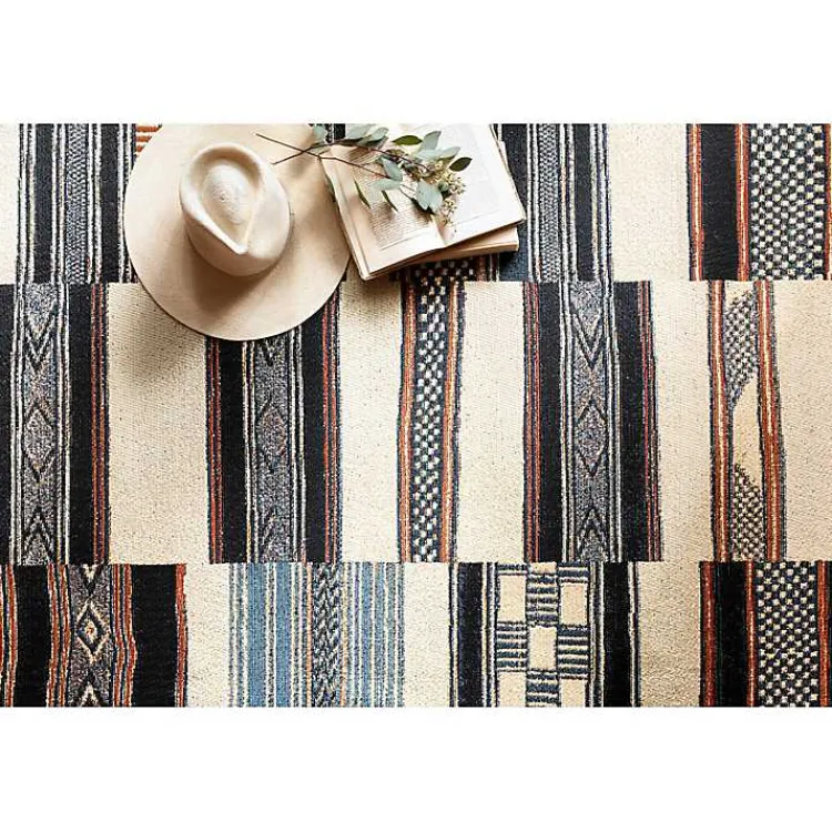 Kirklands Home Ivory and colored Tribal Outdoor Rug, 7x11 Multi New