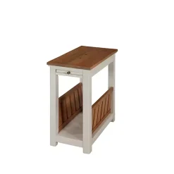 Kirklands Home Ivory and Natural Wood Magazine Shelf Accent Table Sale