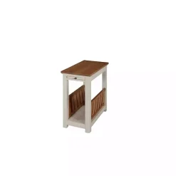 Kirklands Home Ivory and Natural Wood Magazine Shelf Accent Table Sale