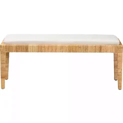 Kirklands Home and Natural Woven Rattan Bench Ivory Outlet
