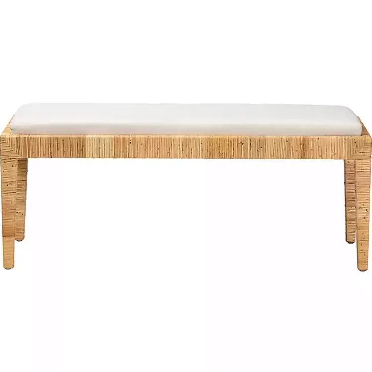 Kirklands Home and Natural Woven Rattan Bench Ivory Outlet