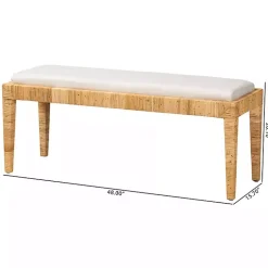 Kirklands Home and Natural Woven Rattan Bench Ivory Outlet