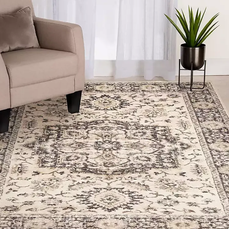 Kirklands Home Ivory and Navy Laur Vintage Area Rug, 7x9 Discount