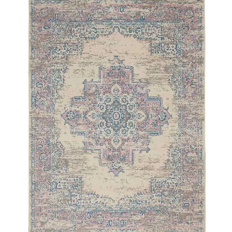 Kirklands Home Ivory and Pink Central Medallion Area Rug, 5x7 Best