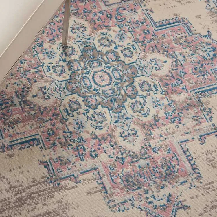 Kirklands Home Ivory and Pink Central Medallion Area Rug, 5x7 Best