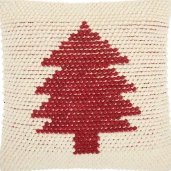 Christmas Pillows>Kirklands Home Ivory and Red Looped Christmas Tree Throw Pillow