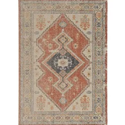 Kirklands Home Ivory and Rust Traditional Motif Area Rug, 5x7