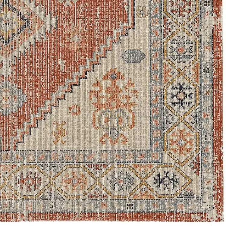 Kirklands Home Ivory and Rust Traditional Motif Area Rug, 5x7