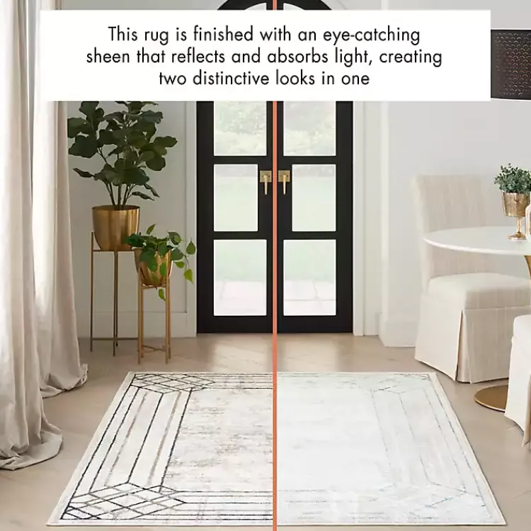 Kirklands Home Art Deco Bordered Area Rug, 7x9 Ivory Discount