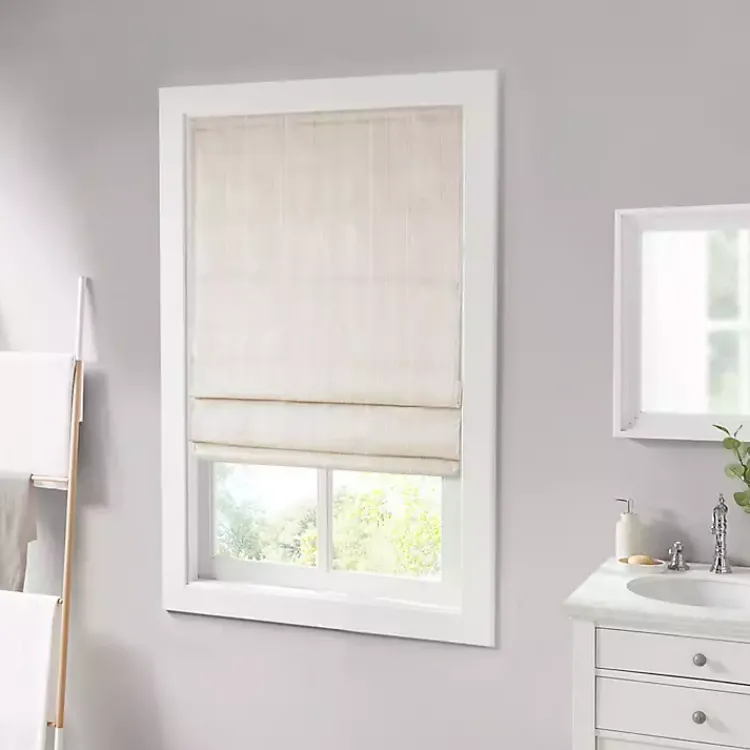 Kirklands Home Basketweave Cordless Roman Shade, 27 in. Ivory Clearance