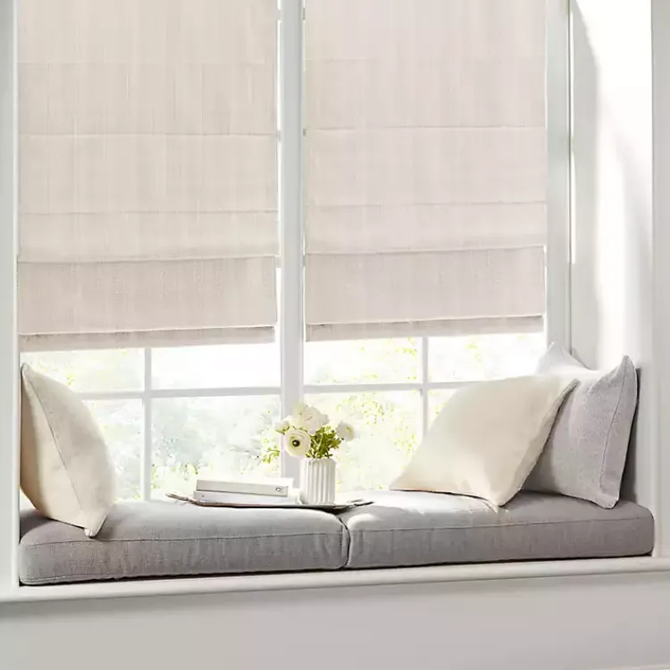 Kirklands Home Basketweave Cordless Roman Shade, 27 in. Ivory Clearance