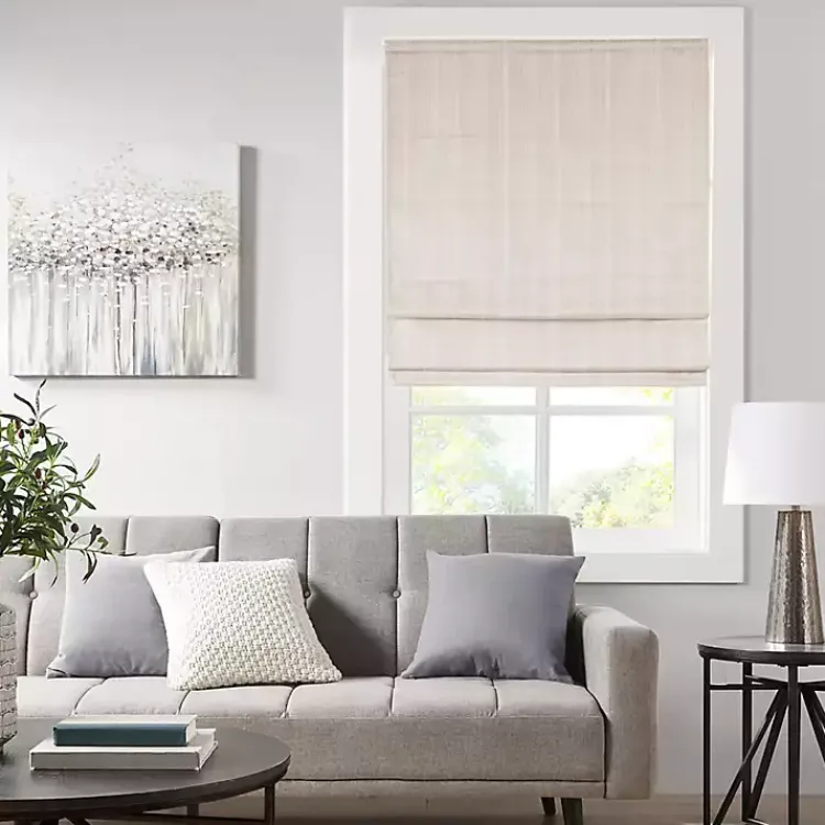 Kirklands Home Basketweave Cordless Roman Shade, 31 in. Ivory Clearance
