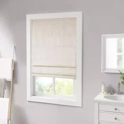 Kirklands Home Basketweave Cordless Roman Shade, 33 in. Ivory Clearance