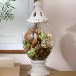 Decorative Bowls & Jars>Kirklands Home Beaded Glass Potpourri Jar, 15.5 in. Ivory