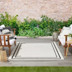 Kirklands Home Bordered Indoor/Outdoor Area Rug, 5x7 Ivory Outlet