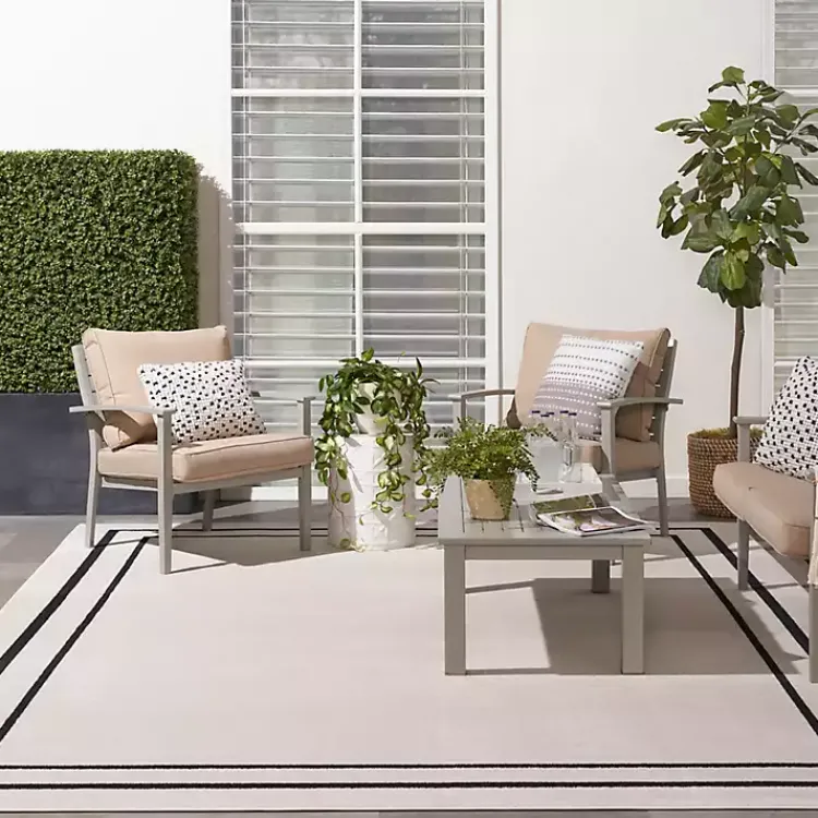 Kirklands Home Bordered Indoor/Outdoor Area Rug, 8x10 Ivory Best