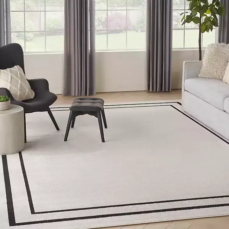 Kirklands Home Bordered Indoor/Outdoor Area Rug, 8x10 Ivory Best