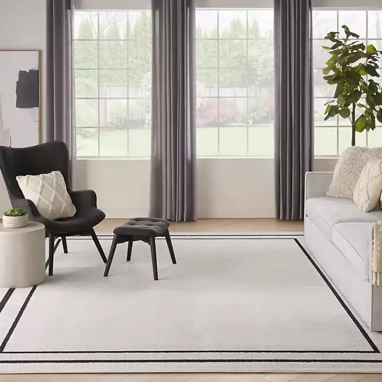 Kirklands Home Bordered Indoor/Outdoor Area Rug, 8x10 Ivory Best