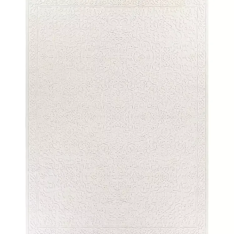Kirklands Home Ivory Botanical Bohemian Area Rug, 8x10 White Clearance