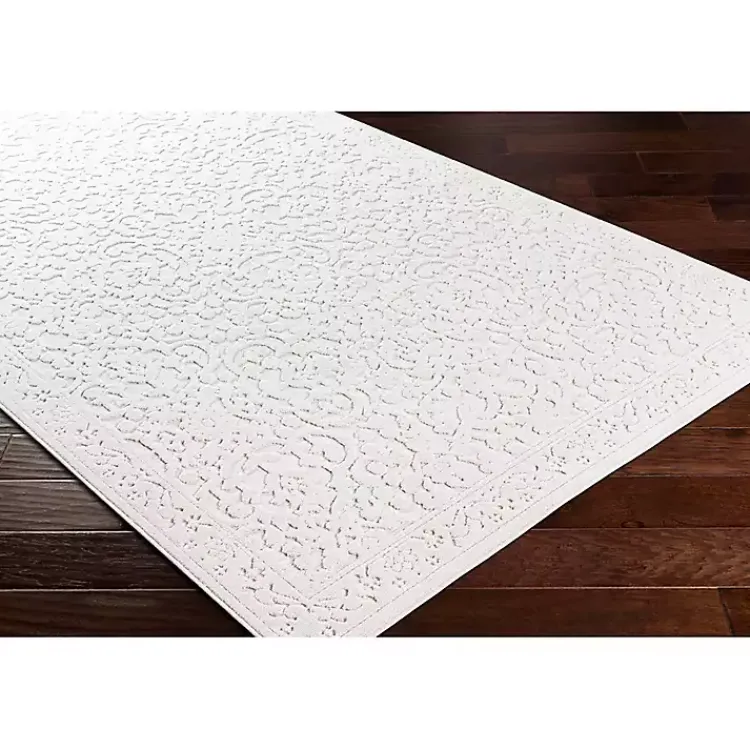 Kirklands Home Ivory Botanical Bohemian Area Rug, 8x10 White Clearance