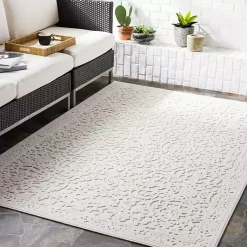 Kirklands Home Ivory Botanical Bohemian Area Rug, 8x10 White Clearance