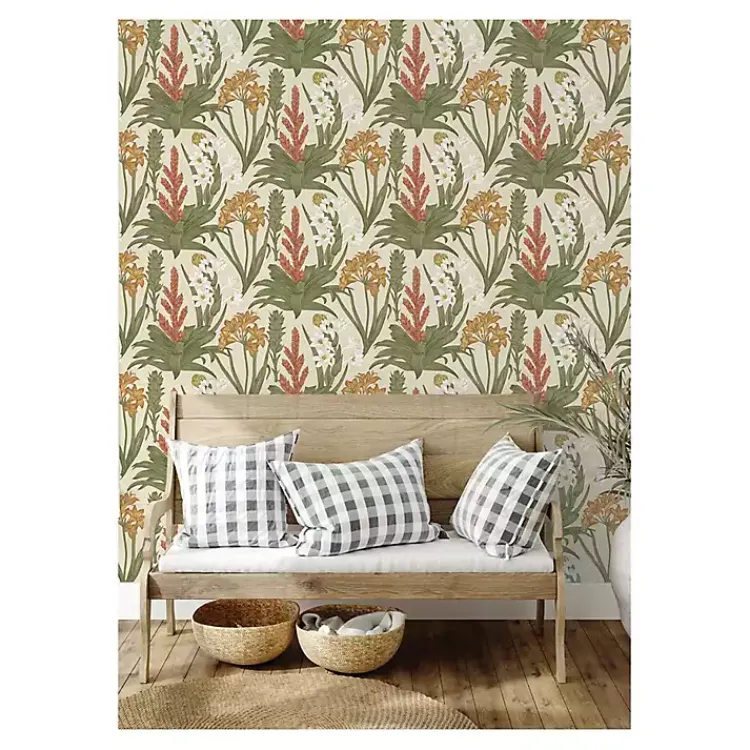 Kirklands Home Botanical Villa Peel & Stick Wallpaper Ivory Clearance