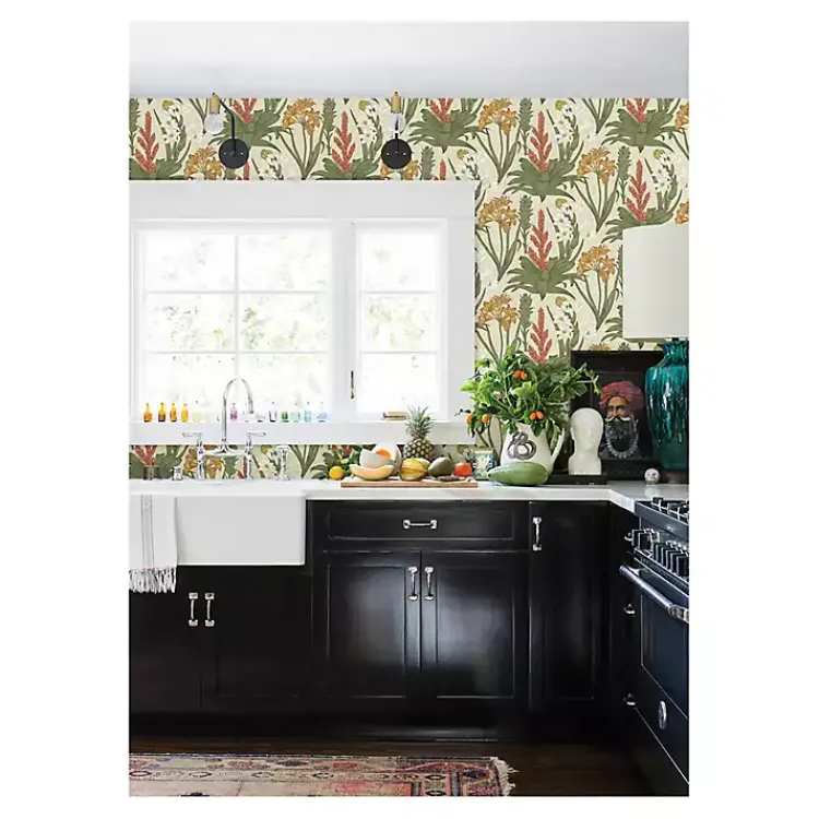 Kirklands Home Botanical Villa Peel & Stick Wallpaper Ivory Clearance