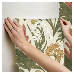 Kirklands Home Botanical Villa Peel & Stick Wallpaper Ivory Clearance