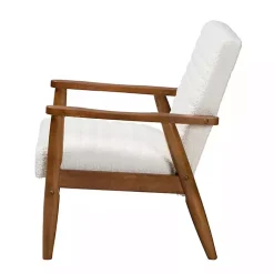 Kirklands Home Boucle & Wood Frame Accent Chair Ivory Outlet