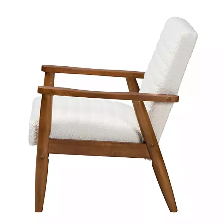 Kirklands Home Boucle & Wood Frame Accent Chair Ivory Outlet