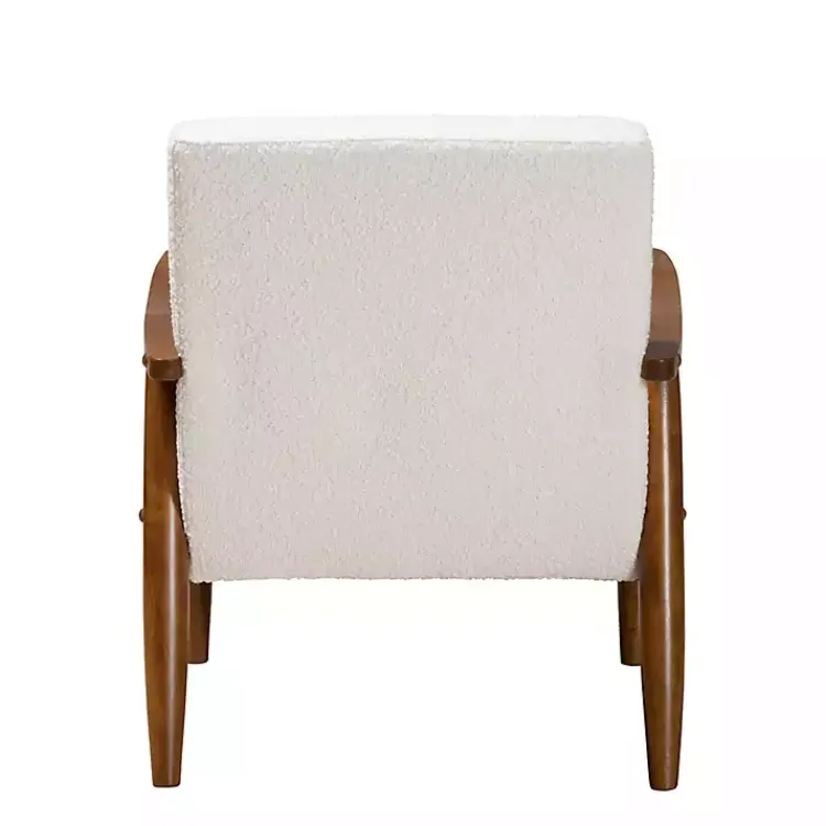 Kirklands Home Boucle & Wood Frame Accent Chair Ivory Outlet