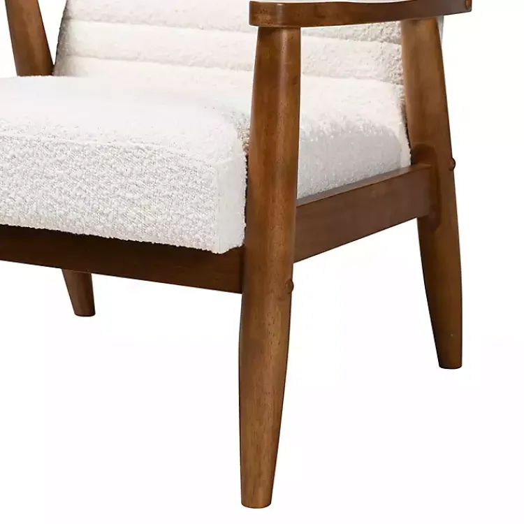Kirklands Home Boucle & Wood Frame Accent Chair Ivory Outlet
