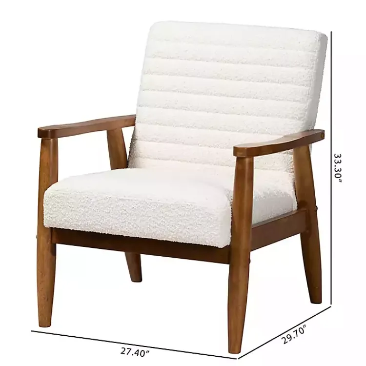 Kirklands Home Boucle & Wood Frame Accent Chair Ivory Outlet