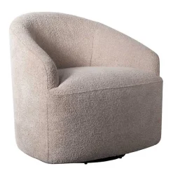 Kirklands Home Boucle Barrel Swivel Accent Chair Ivory