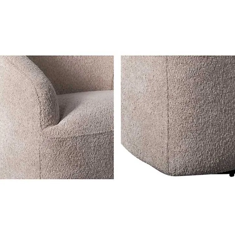 Kirklands Home Boucle Barrel Swivel Accent Chair Ivory