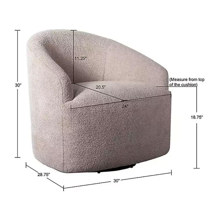 Kirklands Home Boucle Barrel Swivel Accent Chair Ivory