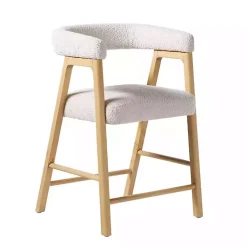 Kirklands Home Boucle Curved Back Ezra Counter Stool Ivory Hot