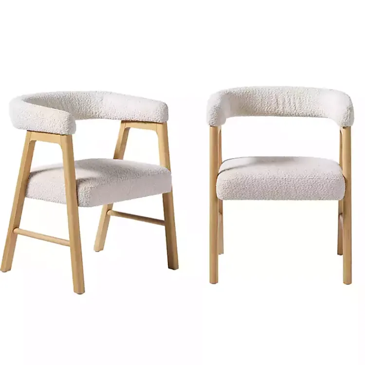 Kirklands Home Boucle Curved Ezra Dining Chairs, Set of 2 Ivory Best