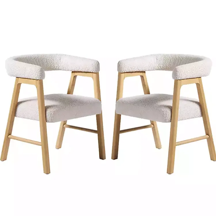Kirklands Home Boucle Curved Ezra Dining Chairs, Set of 2 Ivory Best