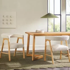 Kirklands Home Boucle Curved Ezra Dining Chairs, Set of 2 Ivory Best