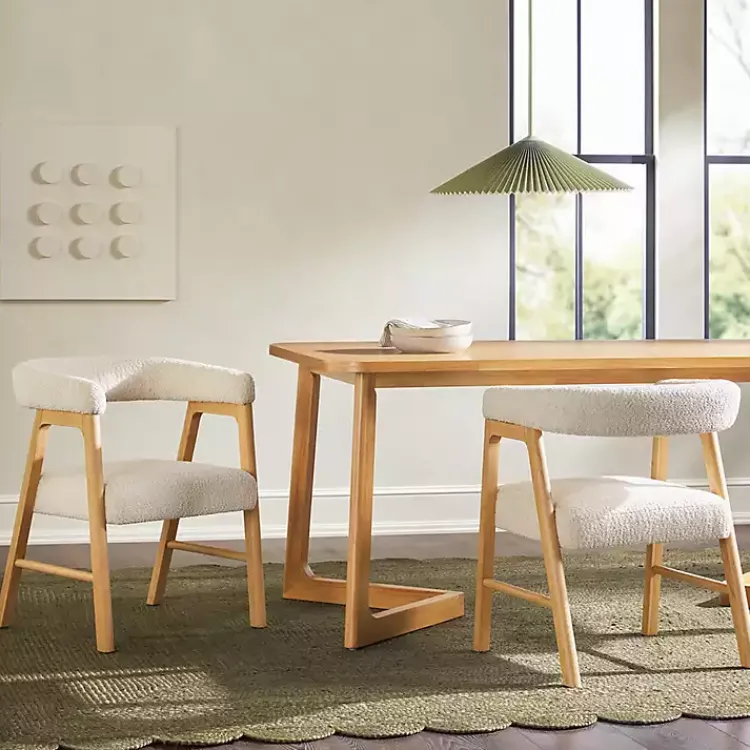 Kirklands Home Boucle Curved Ezra Dining Chairs, Set of 2 Ivory Best