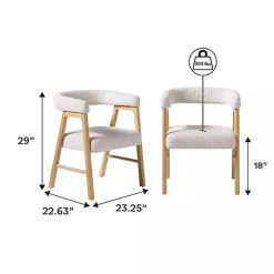 Kirklands Home Boucle Curved Ezra Dining Chairs, Set of 2 Ivory Best