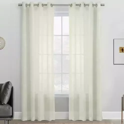 Kirklands Home Boucle Sheer Single Curtain Panel, 84 in. Ivory Sale