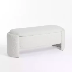 Kirklands Home Boucle Storage Bench Ivory Outlet