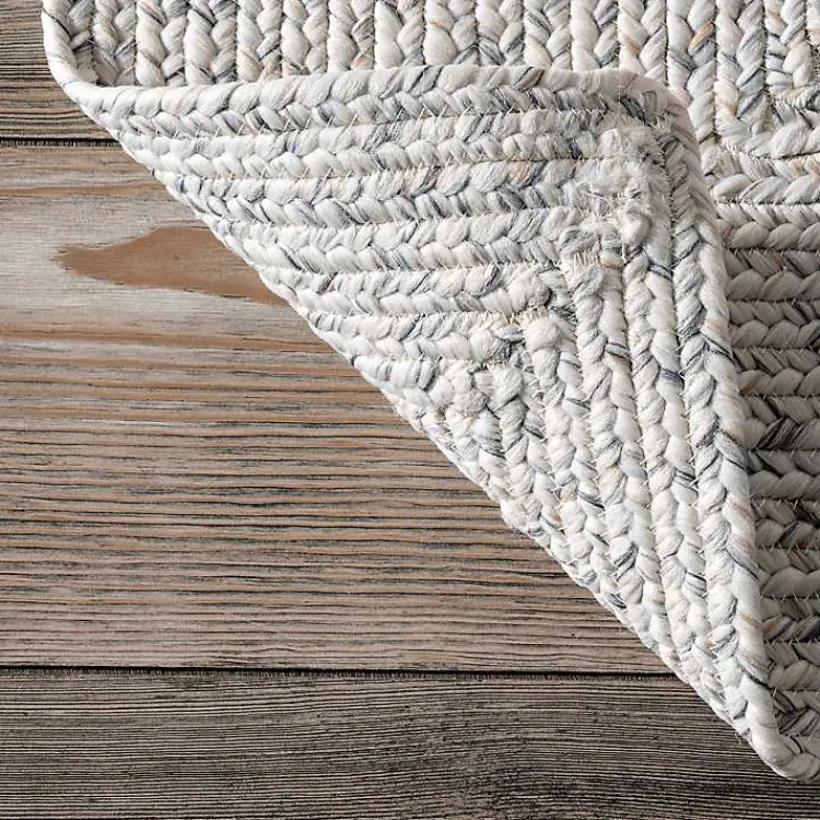Kirklands Home Ivory Braided Lefebvre Area Rug, 10x14 White New
