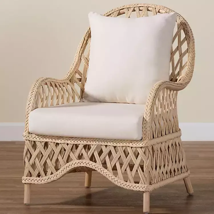 Kirklands Home Braided Rattan Accent Chair Ivory Clearance